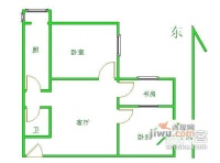 中国铁路总公司宿舍2室1厅1卫77㎡户型图