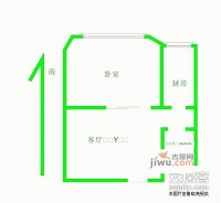 雅龙骑仕二期1室1厅1卫58㎡户型图