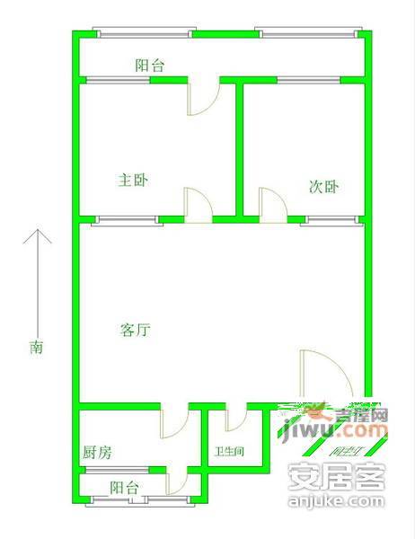 清乐园2室2厅1卫93㎡户型图