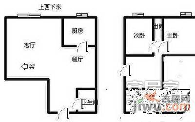 东京国际2室2厅2卫115㎡户型图