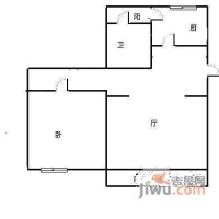 贵园东里1室1厅1卫59㎡户型图