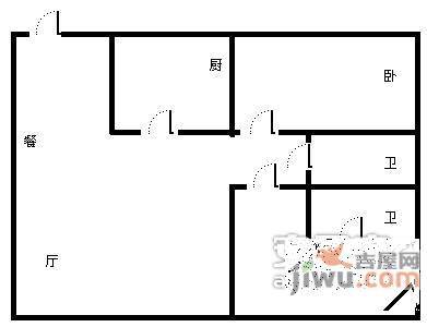 一品亦庄2室2厅1卫125㎡户型图