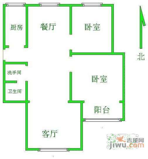 兴城丽源2室1厅1卫88㎡户型图