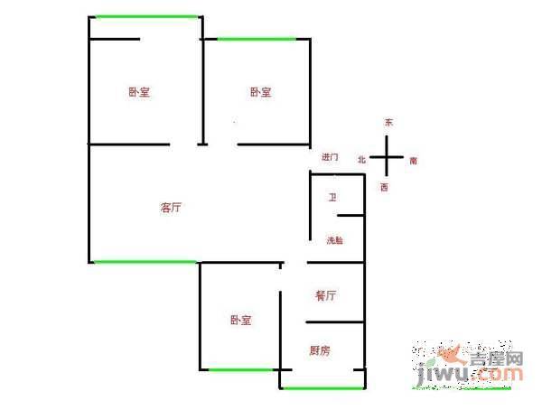 星光佳园3室2厅1卫110㎡户型图