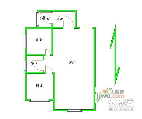 金华园2室1厅1卫115㎡户型图