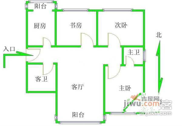 兴都苑西区2室2厅2卫102㎡户型图