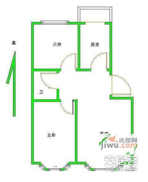 红星北里小区2室1厅1卫92㎡户型图