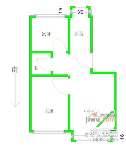 九龙山庄二区2室2厅1卫134㎡户型图