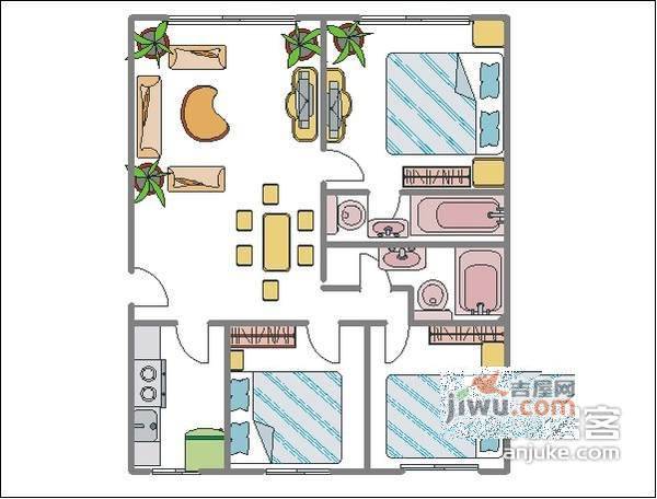 左安漪园3室2厅2卫175㎡户型图