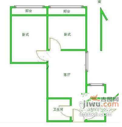 向新西里2室1厅1卫50㎡户型图