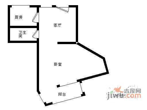 东革新里40号院1室1厅1卫63㎡户型图