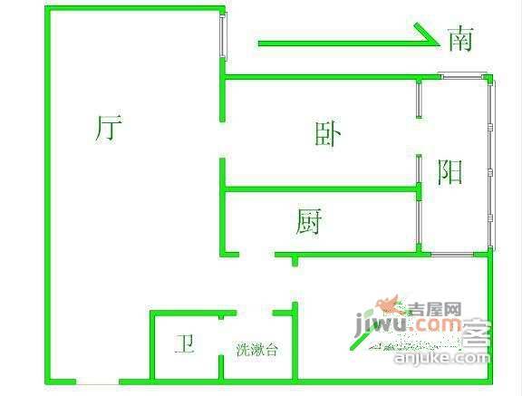 汇达公寓2室1厅1卫98㎡户型图