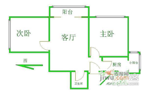 汇达公寓2室1厅1卫98㎡户型图