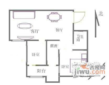 汇达公寓2室2厅1卫户型图