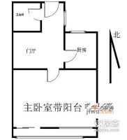 西革新里108号院1室1厅1卫50㎡户型图