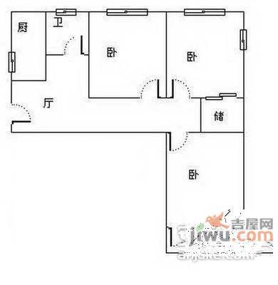 光明楼小区3室1厅1卫84㎡户型图