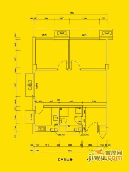 北京汇2室1厅1卫户型图