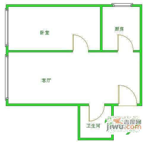 天娇园1室1厅1卫36㎡户型图