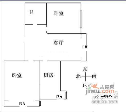 天娇园3室1厅1卫92㎡户型图