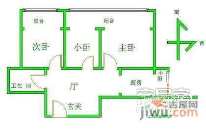 天娇园3室1厅1卫92㎡户型图