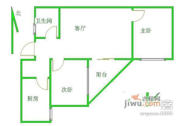 迎曦园2室1厅1卫85㎡户型图