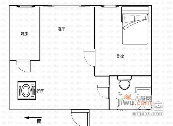 日坛国际公寓1室1厅1卫82㎡户型图