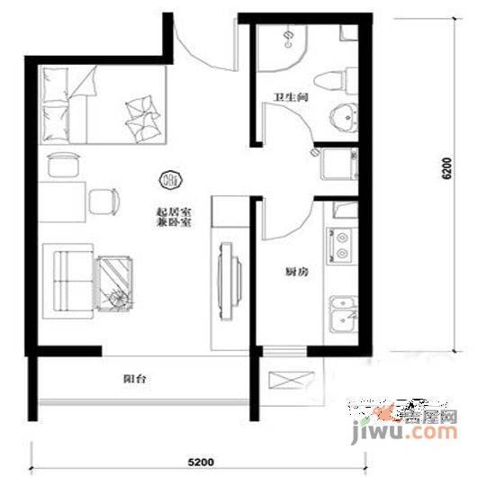 朝外MEN1室0厅1卫76㎡户型图