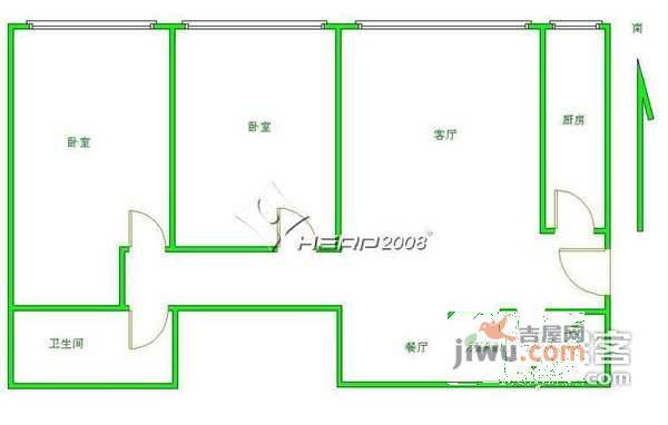 半岛国际公寓2室1厅1卫122㎡户型图