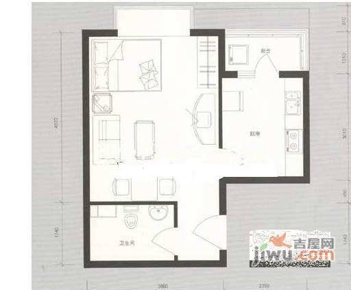 半岛国际公寓1室1厅1卫75㎡户型图