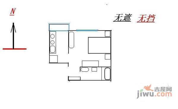 半岛国际公寓1室0厅1卫32㎡户型图