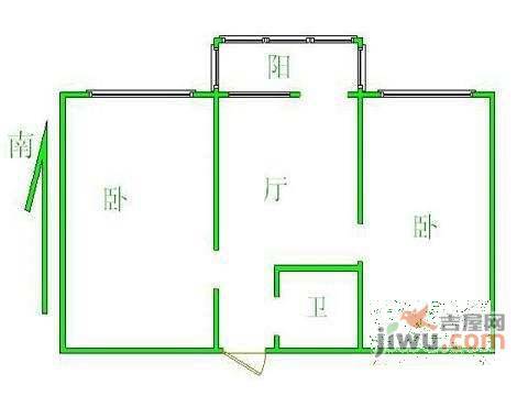 六里屯北里1室1厅1卫55㎡户型图