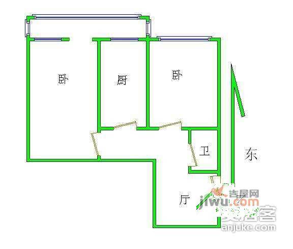 甜水园北里2室1厅1卫78㎡户型图