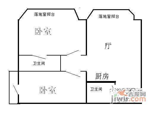 香榭舍2室1厅1卫户型图