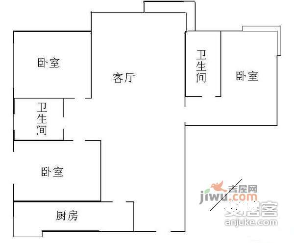 汉华苑3室2厅2卫户型图