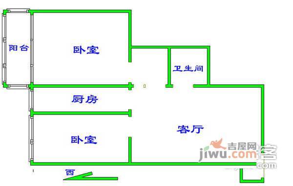 东景苑2室1厅1卫88㎡户型图