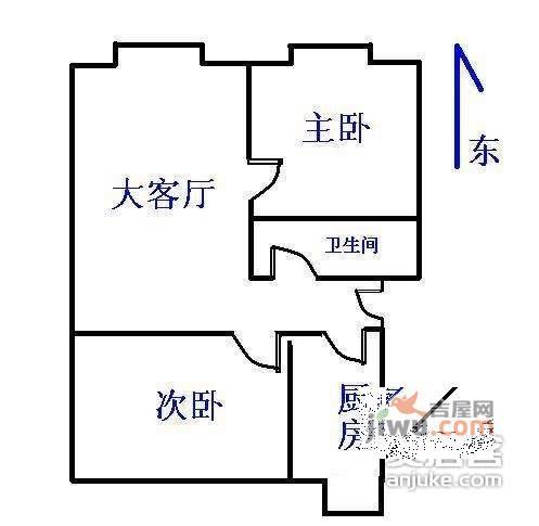 建工家园2室1厅1卫100㎡户型图