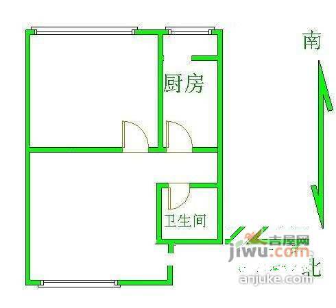 建工家园1室1厅1卫65㎡户型图