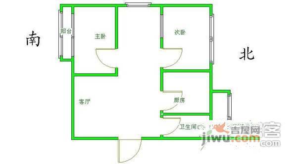 大黄庄南里2室1厅1卫73㎡户型图