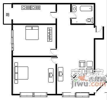 都市经典家园2室2厅1卫103㎡户型图