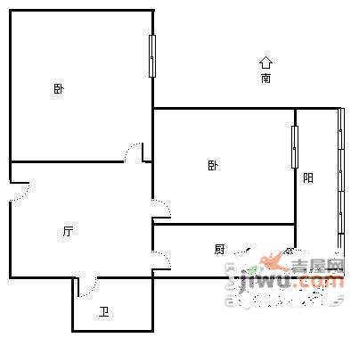 甘露西园2室1厅1卫88㎡户型图