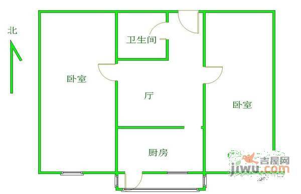 垡头小区2室1厅1卫58㎡户型图