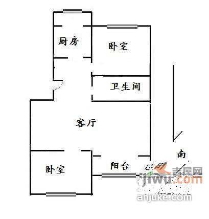 双桥六号井小区2室1厅1卫81㎡户型图