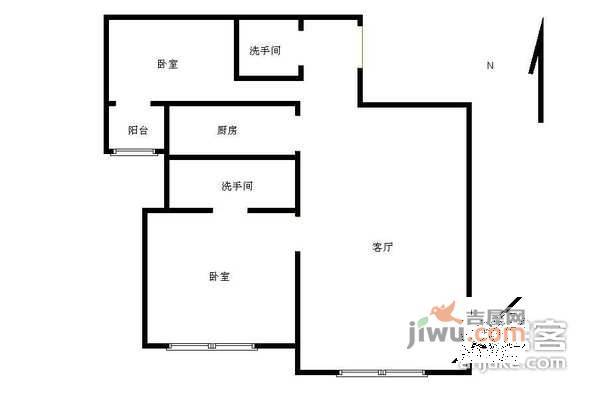 SOHO现代城2室2厅2卫户型图