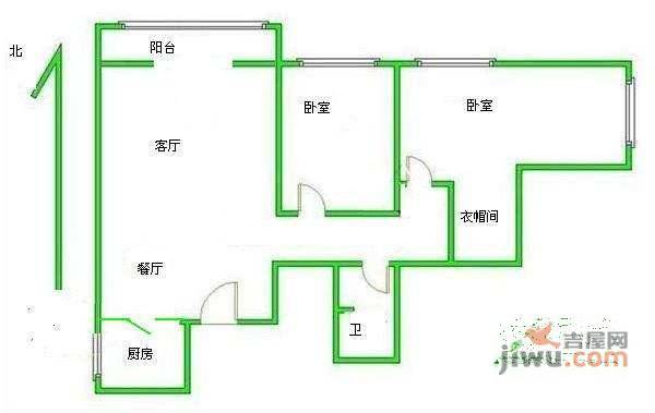 新都市计划2室2厅1卫98㎡户型图