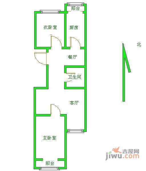 畅清园小区2室2厅1卫88㎡户型图