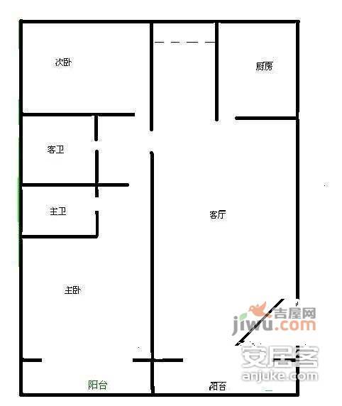 澳林春天六期2室2厅2卫150㎡户型图