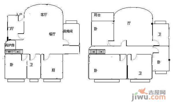 扬州水乡5室3厅3卫365㎡户型图