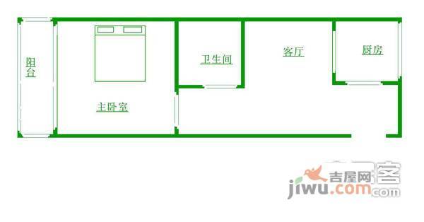 十里堡南区1室1厅1卫45㎡户型图