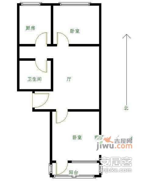 十里堡南区2室1厅1卫75㎡户型图