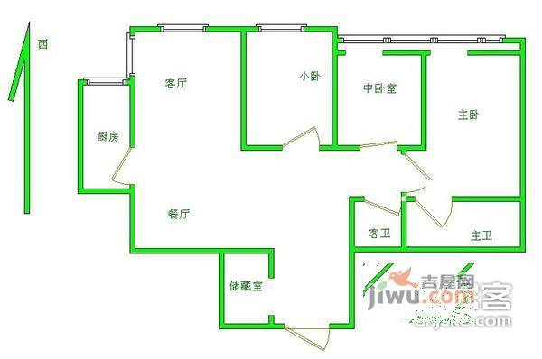 锦绣园公寓3室2厅2卫186㎡户型图